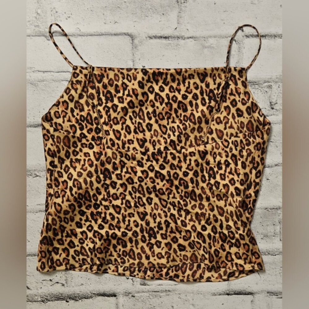 Zara Leopard Print Satin Cowl Neck Camisole Top Women’s Medium - Picture 4 of 8